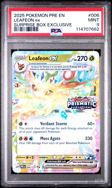 006/131 Leafeon ex PSA 9 2025 Pokémon Pre Prismatic Evolutions – Surprise Box Promo