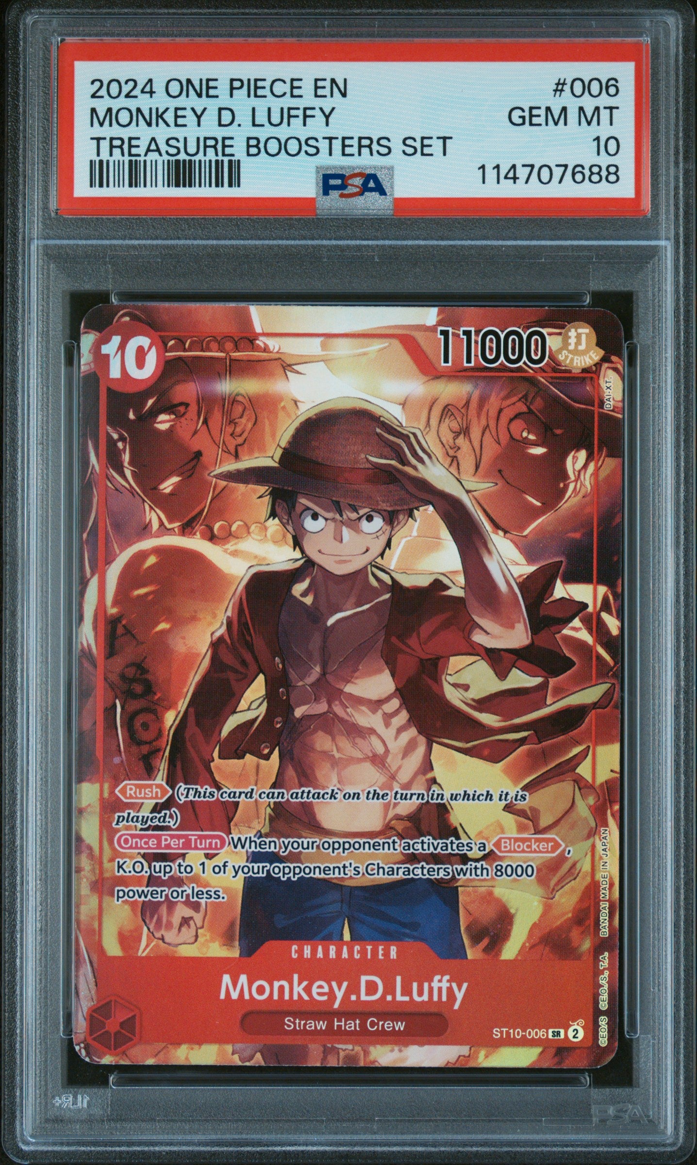 ST10-006 Monkey D. Luffy PSA 10 2024 One Piece Promos – Treasure Boosters Set