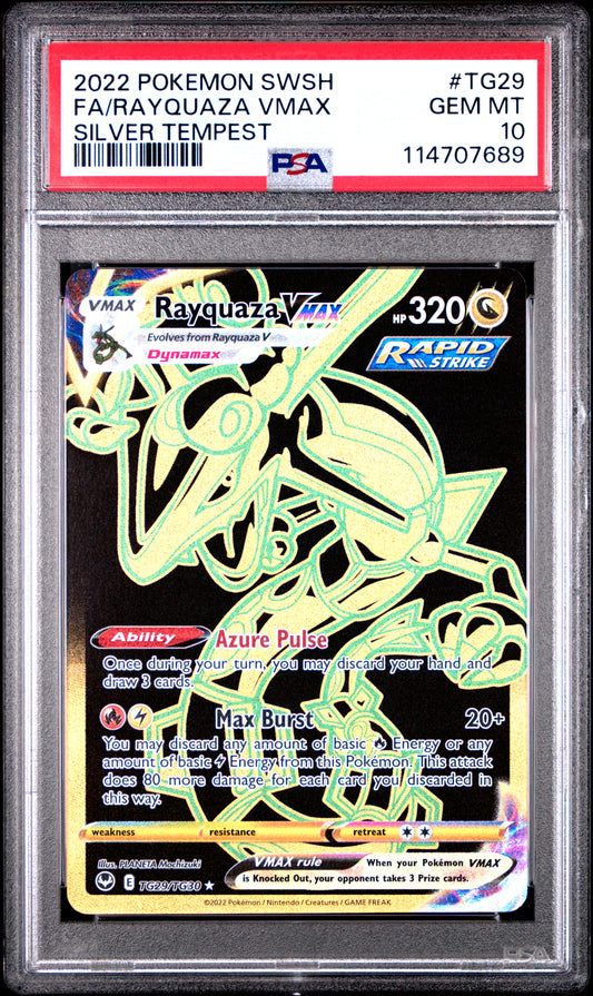 TG29/TG30 Rayquaza VMAX FA PSA 10 2022 Pokémon Sword & Shield Silver Tempest – Full Art