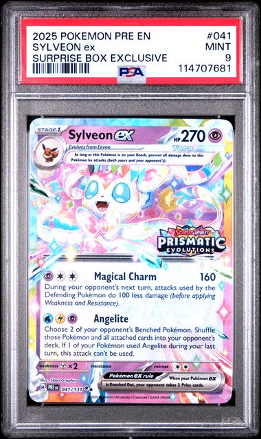 041/131 Sylveon ex PSA 9 2025 Pokémon Prismatic Evolutions – Surprise Box Promo