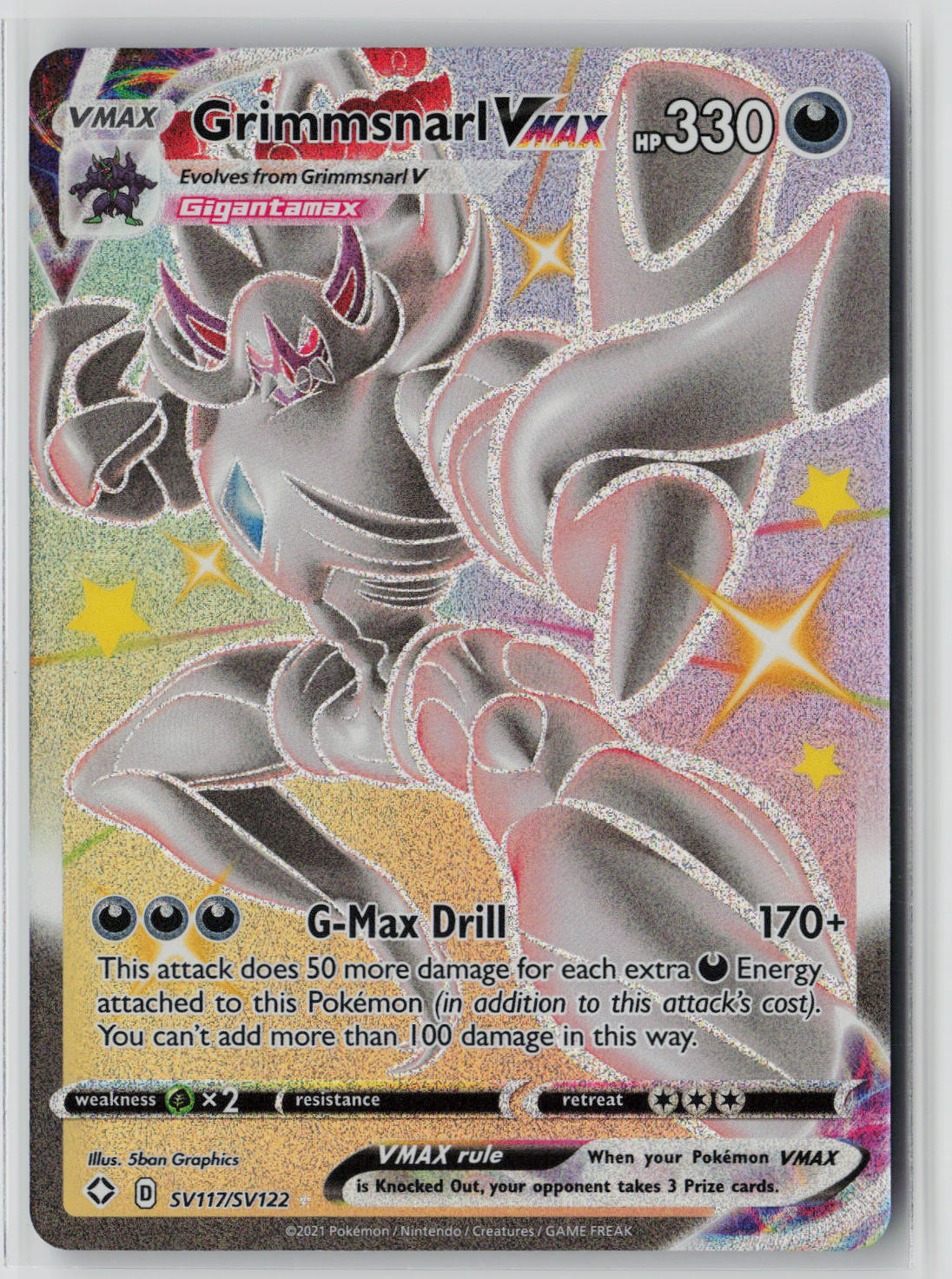 Grimmsnarl VMAX SV117/SV122 – Shining Fates: Shiny Vault Pokémon Card NM