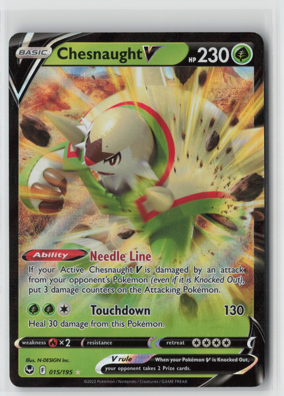 Chesnaught V 015/195 – SWSH12: Silver Tempest Pokémon Card NM