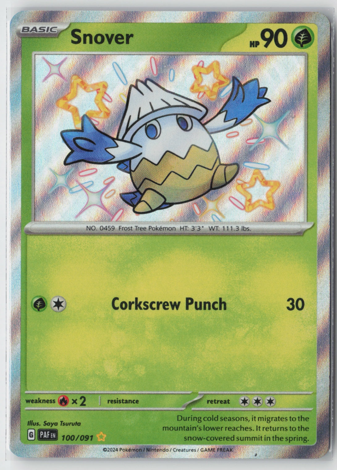 Snover 100/091 – SV: Paldean Fates Pokémon Card NM