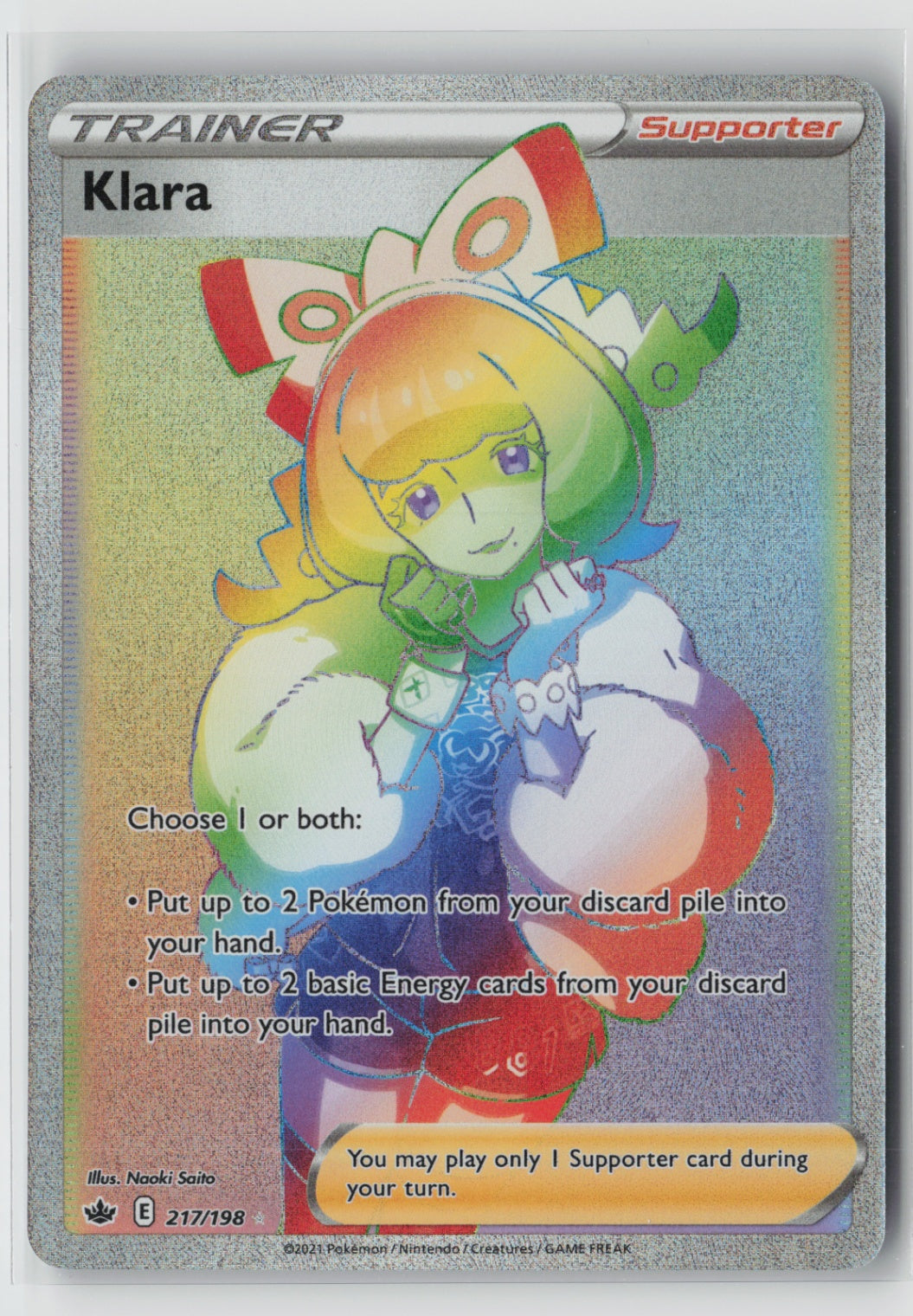 Klara (Secret) 217/198 – SWSH06: Chilling Reign Pokémon Card NM