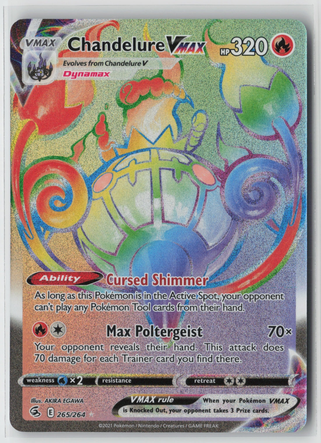 Chandelure VMAX (Secret) 265/264 – SWSH08: Fusion Strike Pokémon Card NM