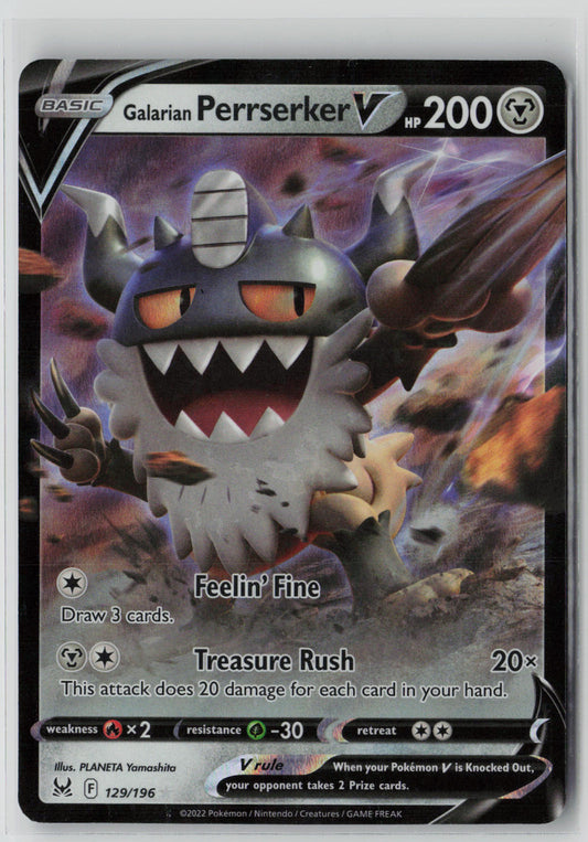 Galarian Perrserker V 129/196 – Lost Origin Pokémon Card NM