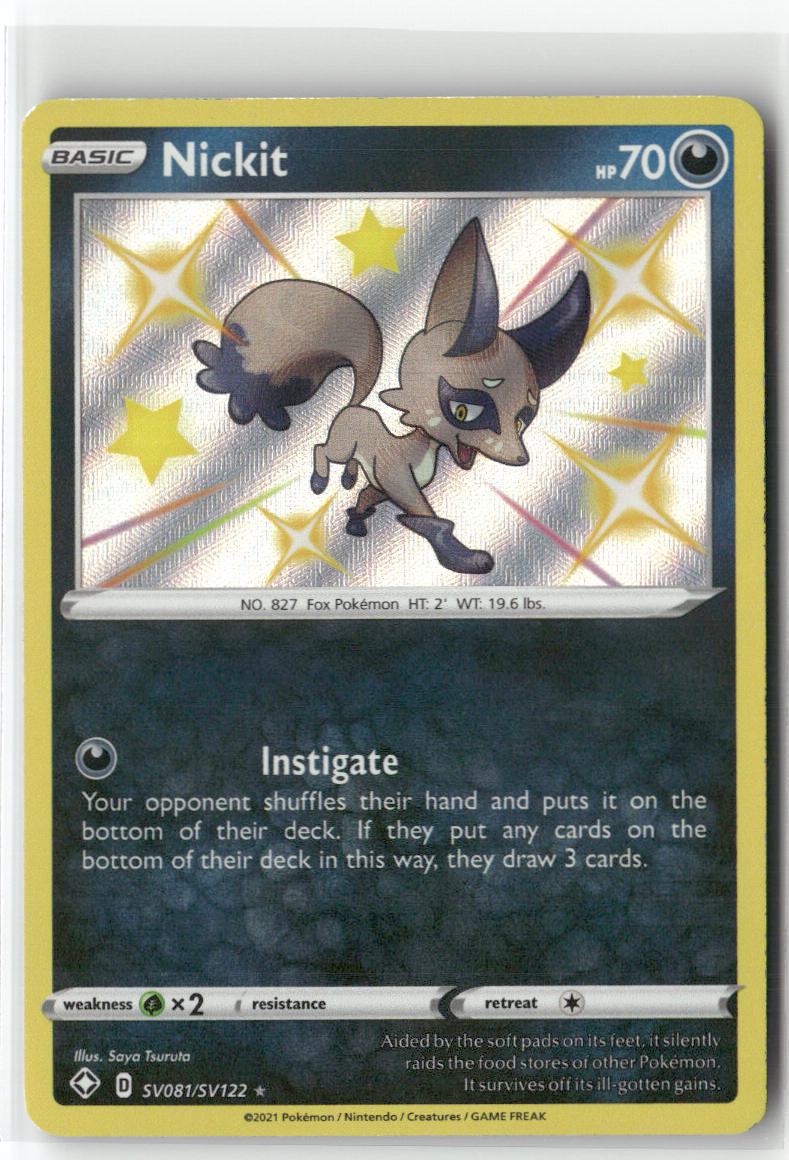 Nickit SV081/SV122 – Shining Fates: Shiny Vault Pokémon Card NM