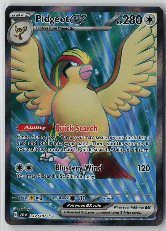 Pidgeot ex 217/197 – Obsidian Flames Pokémon Card NM