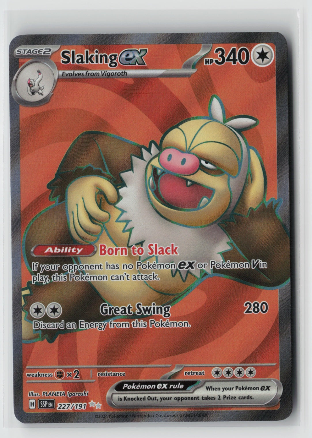 Slaking ex 227/191 – SV08: Surging Sparks Pokémon Card NM