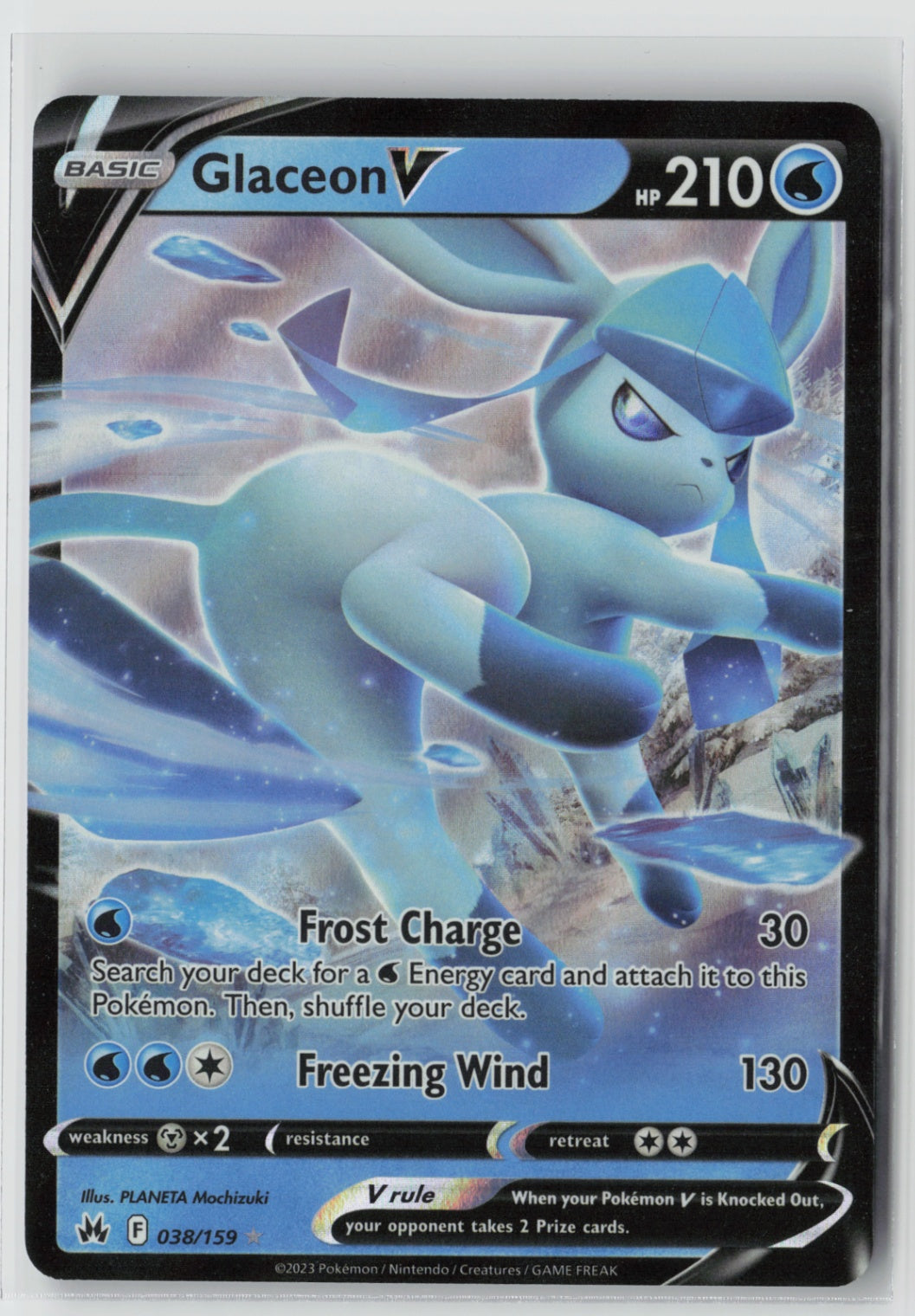 Glaceon V 038/159 – Crown Zenith Pokémon Card NM