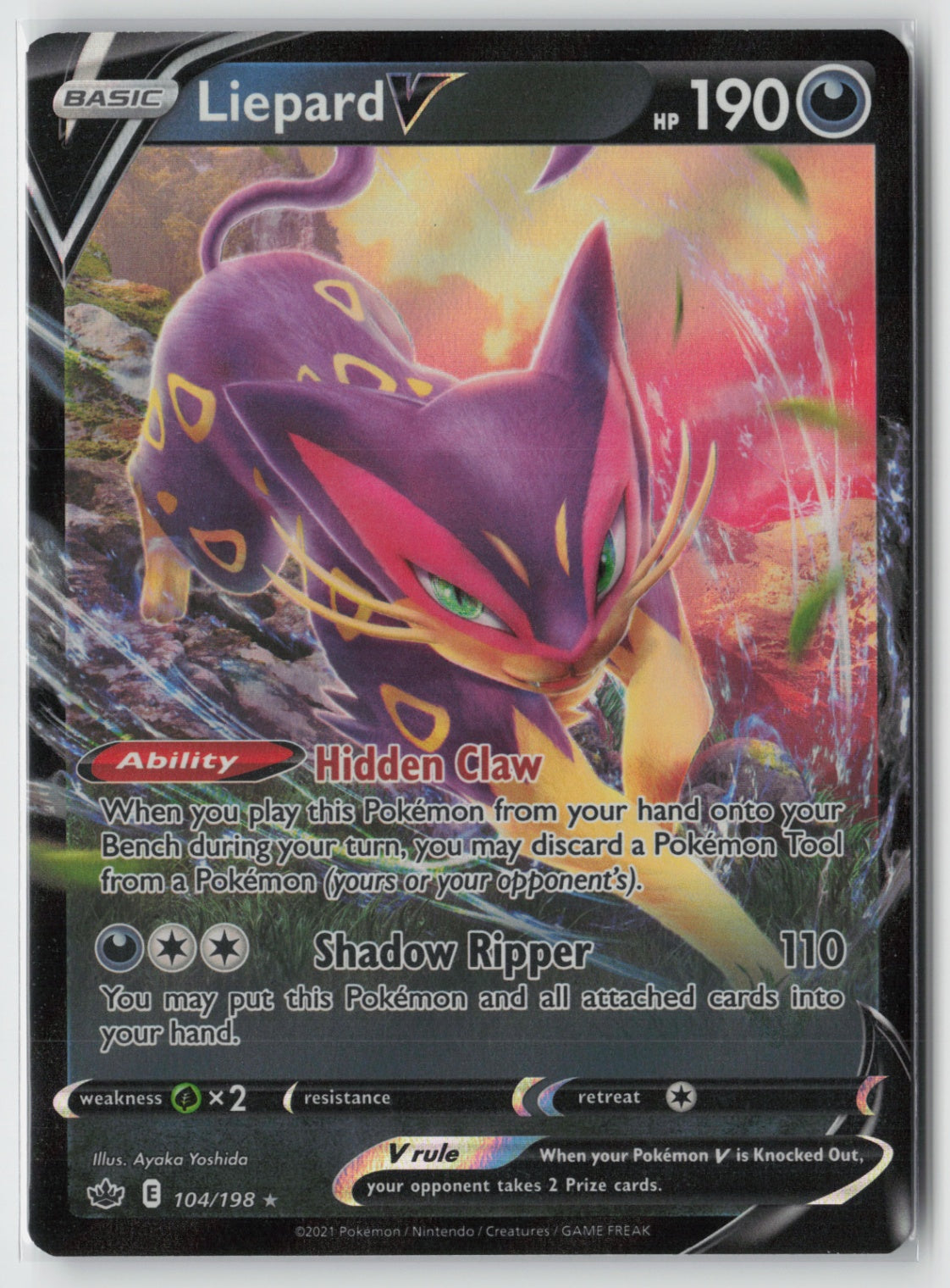 Liepard V 104/198 – SWSH06: Chilling Reign Pokémon Card NM