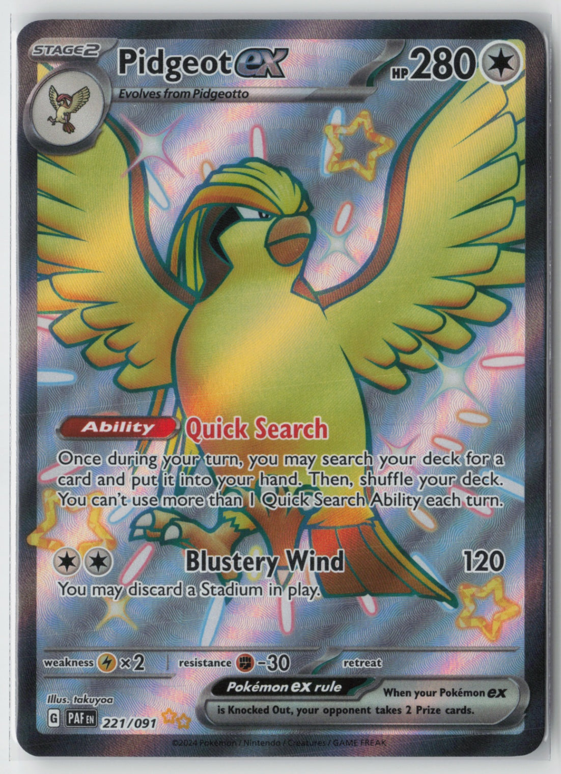 Pidgeot ex 221/091 – SV: Paldean Fates Pokémon Card NM