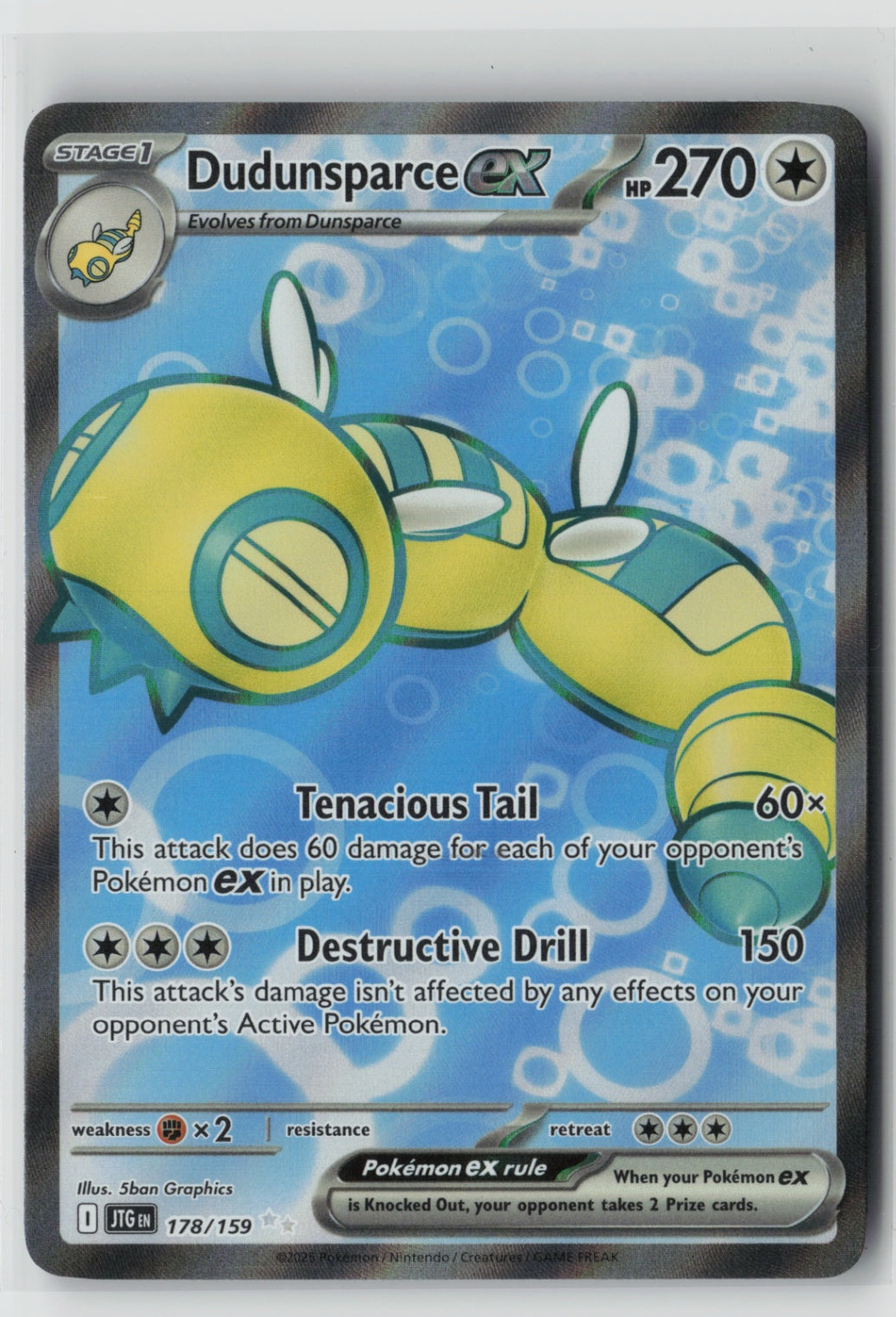 Dudunsparce ex - 178/159 – SV09: Journey Together Pokémon Card NM