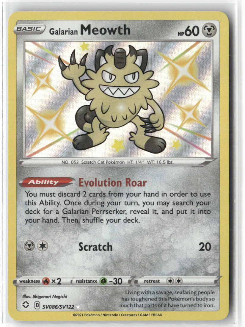Galarian Meowth SV086/SV122 – Shining Fates: Shiny Vault Pokémon Card NM