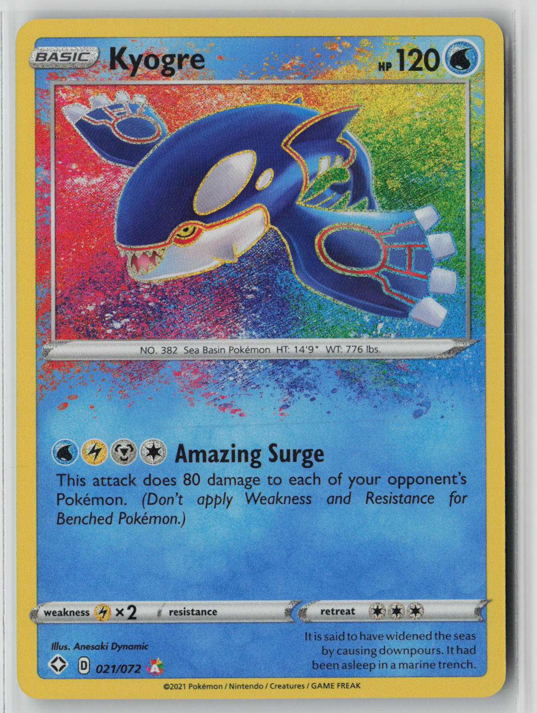 Kyogre 021/072 – Shining Fates Pokémon Card NM