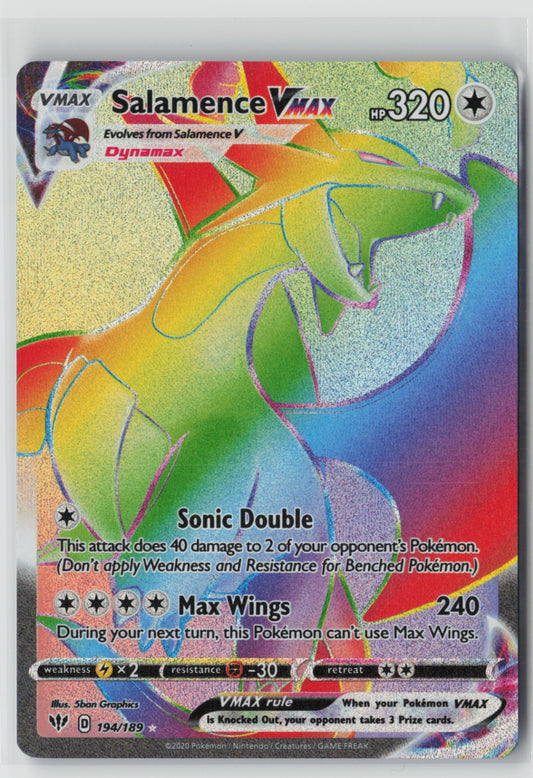 Salamence VMAX (Secret) 194/189 – SWSH03: Darkness Ablaze Pokémon Card NM