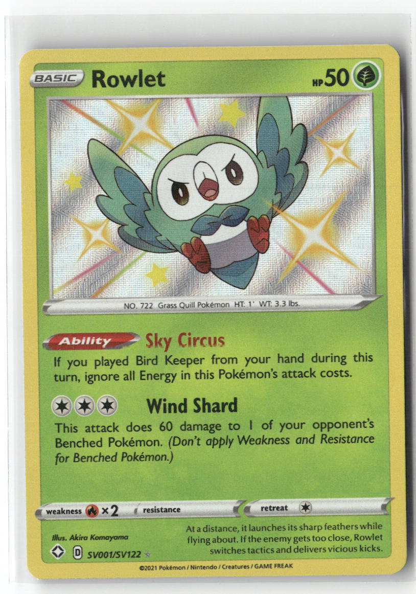 Rowlet SV001/SV122 – Shining Fates: Shiny Vault Pokémon Card NM
