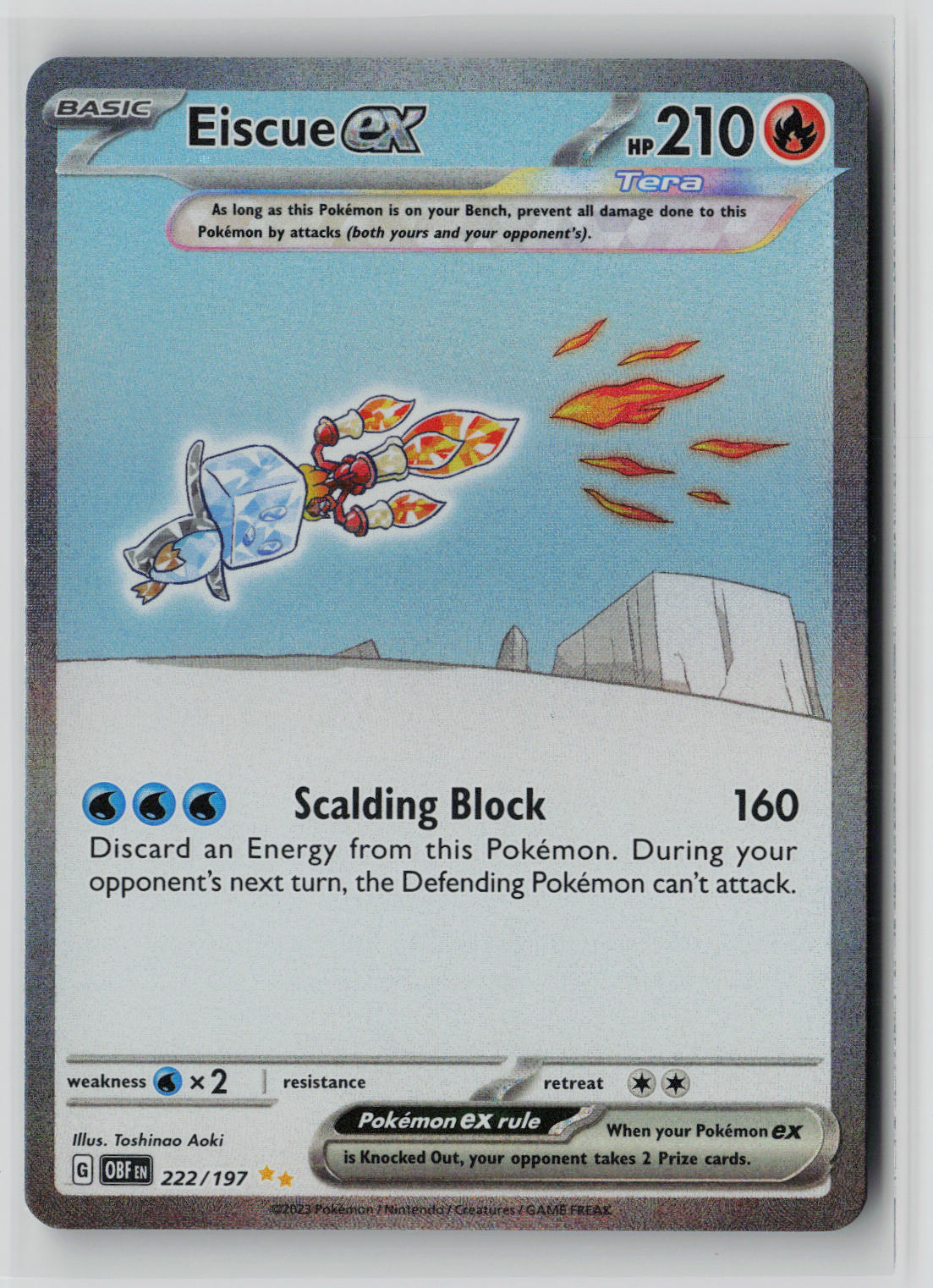Eiscue ex - 222/197 – Obsidian Flames Pokémon Card NM