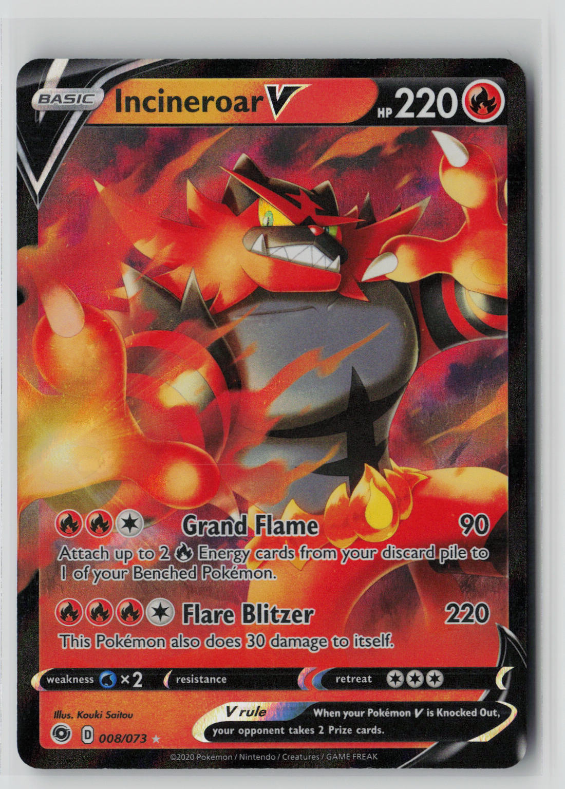 Incineroar V 08/73 – Champion's Path Pokémon Card NM