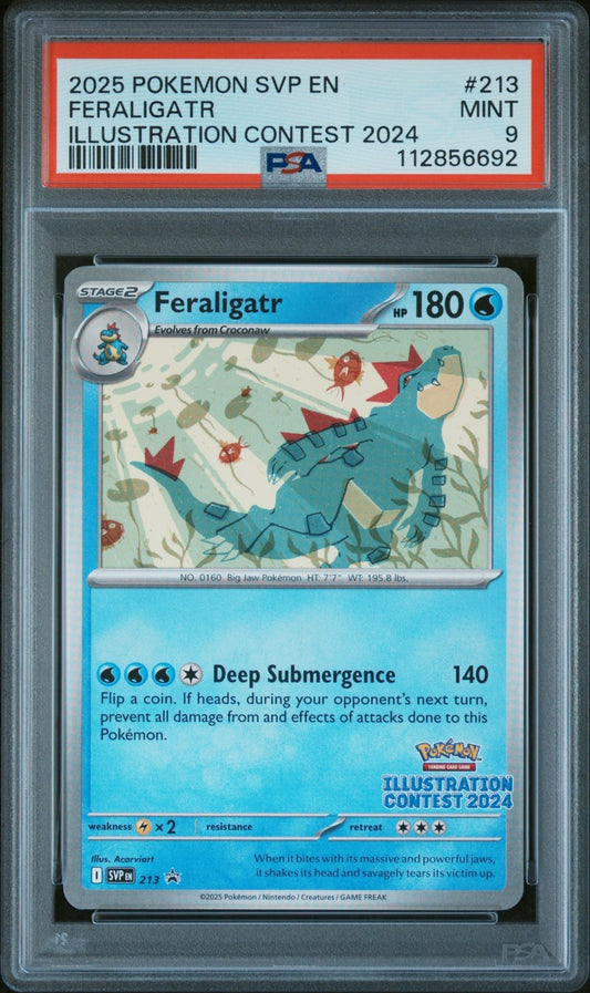 SVP213 Feraligatr PSA 9 Illustration Contest 2024 Promo Pokémon Free Postage