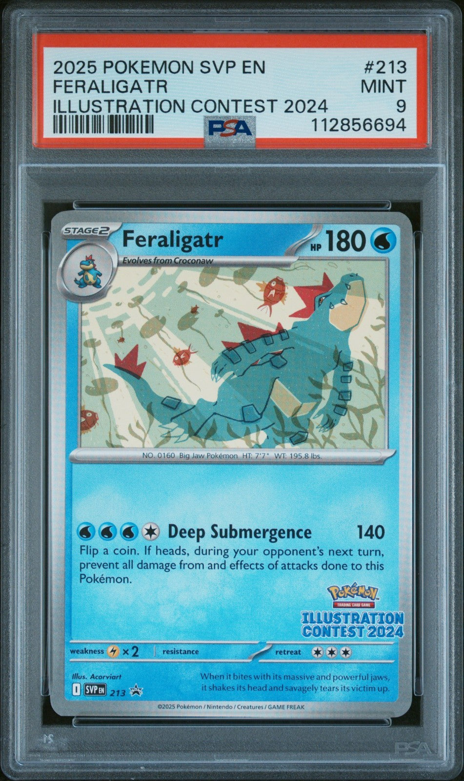 PSA 9 Feraligatr SVP #213 Scarlet & Violet Illustration Contest 2024 Promo - TCG