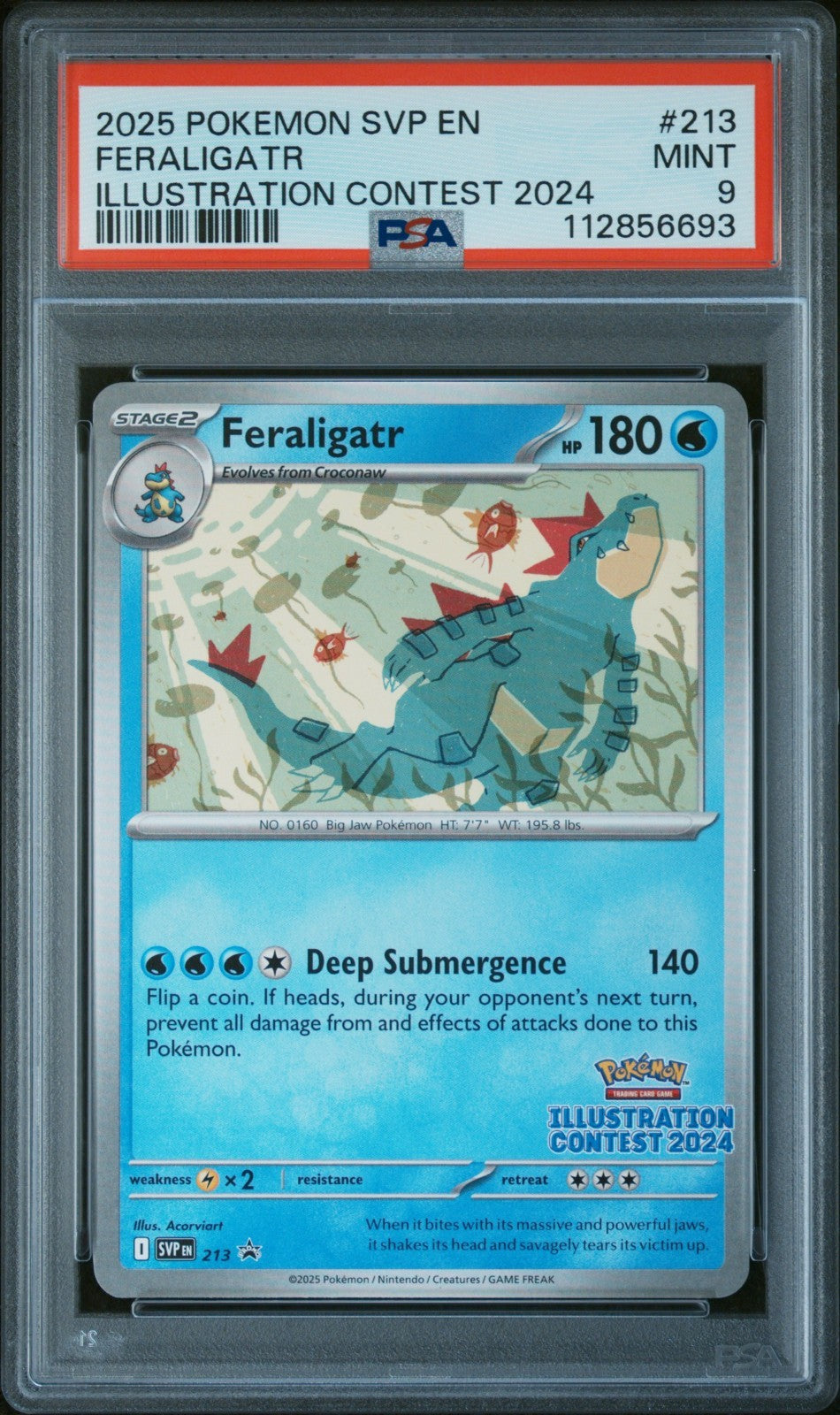 SVP213 Feraligatr PSA 9 Illustration Contest 2024 Promo Pokémon Free Postage