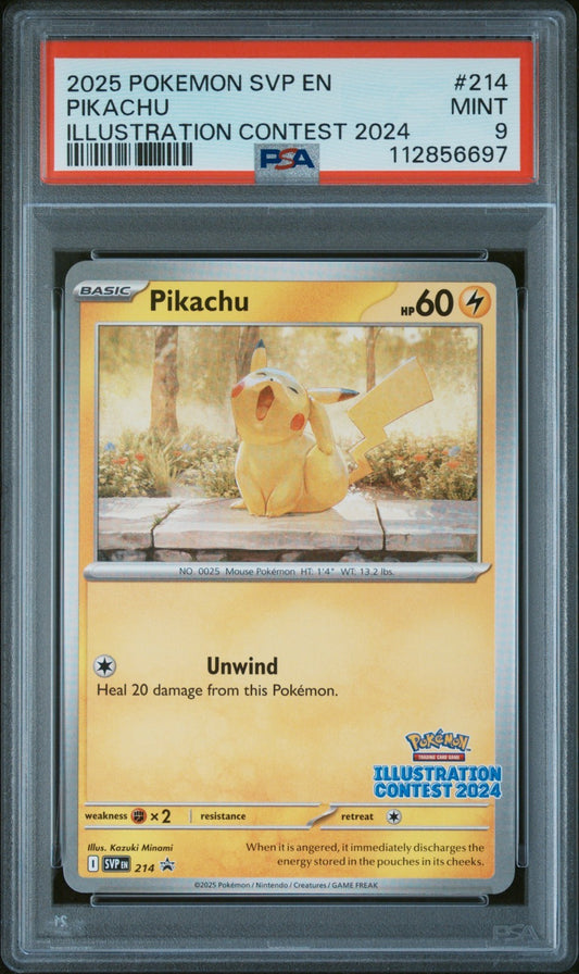 SVP214 Pikachu PSA 9 Illustration Contest 2024 Promo Pokémon Free Combined Post