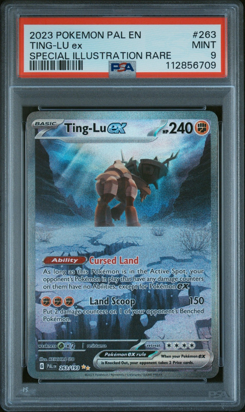 263/193 Ting-Lu ex PSA 9 SIR Paldea Evolved 2023 Pokemon Free Combined Postage
