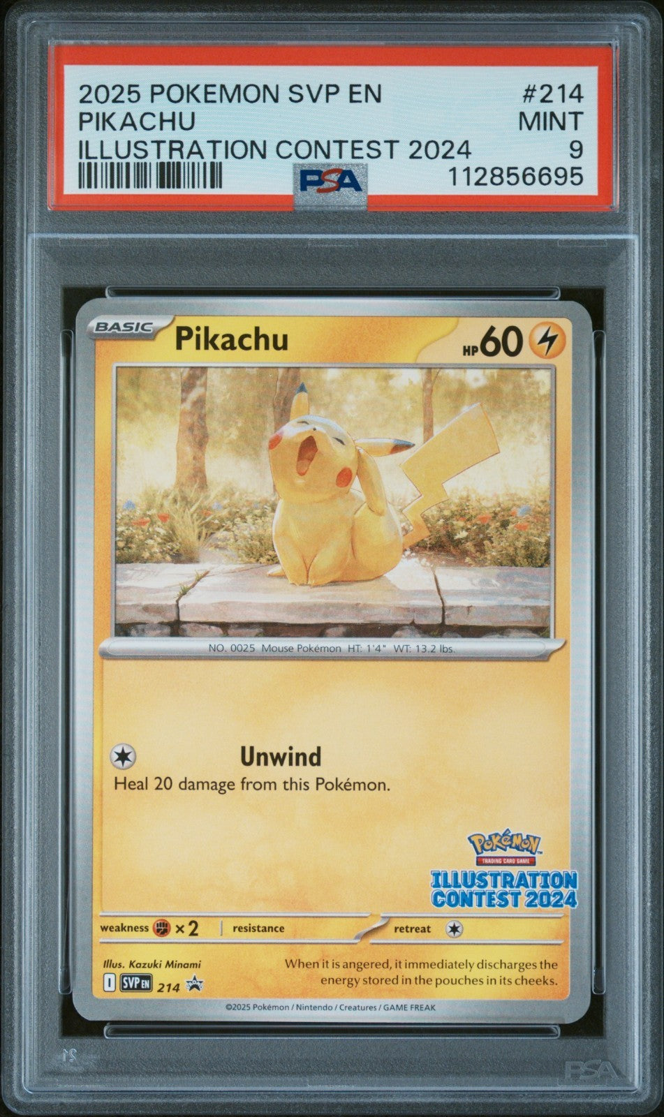 SVP214 Pikachu PSA 9 Illustration Contest 2024 Promo Pokémon Free Combined Post