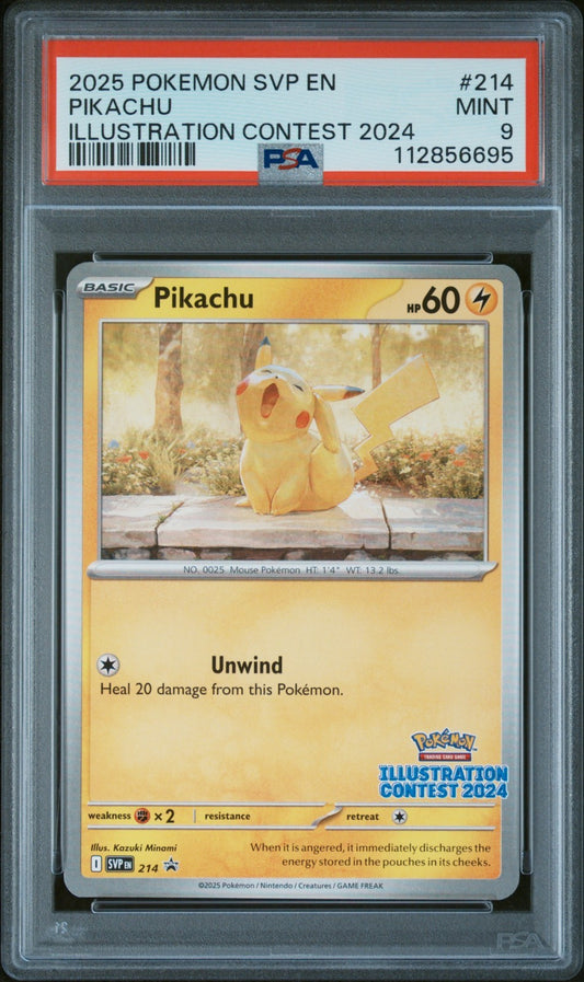 SVP214 Pikachu PSA 9 Illustration Contest 2024 Promo Pokémon Free Combined Post