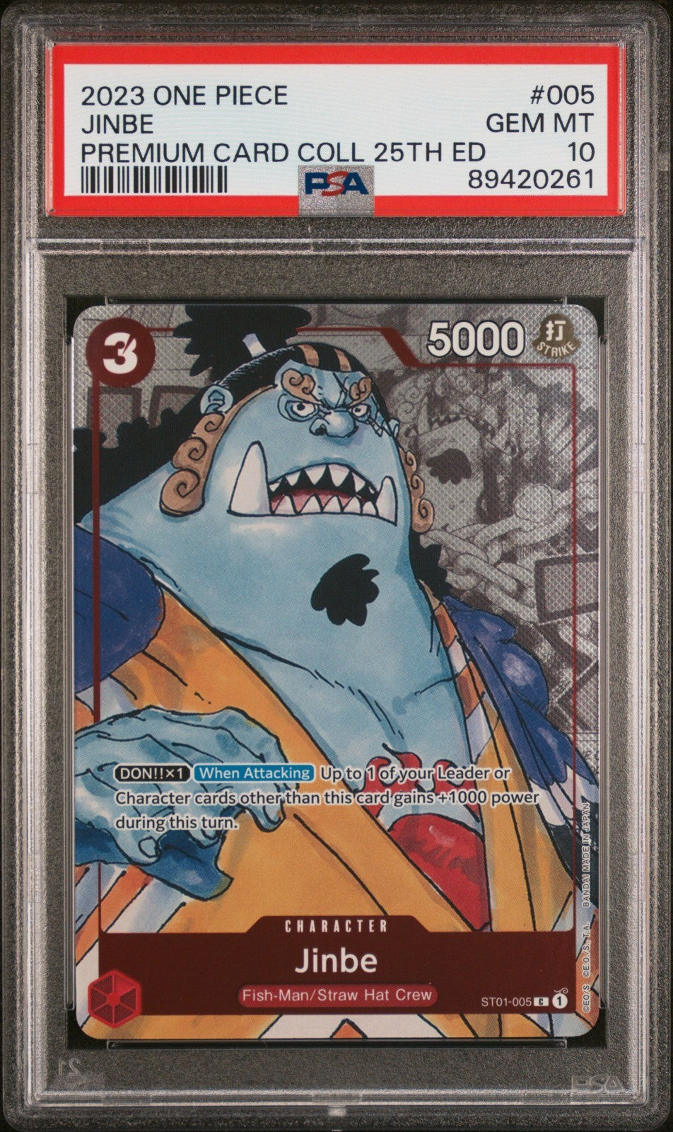 ST01-005 Jinbe PSA 10 25th Anniversary English One Piece TCG Free Combined Post