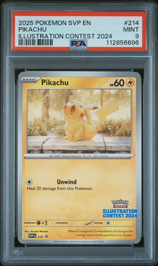 SVP214 Pikachu PSA 9 Illustration Contest 2024 Promo Pokémon Free Combined Post