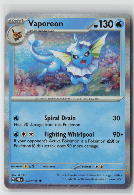 Vaporeon 022/131 – SV: Prismatic Evolutions Pokémon Card NM