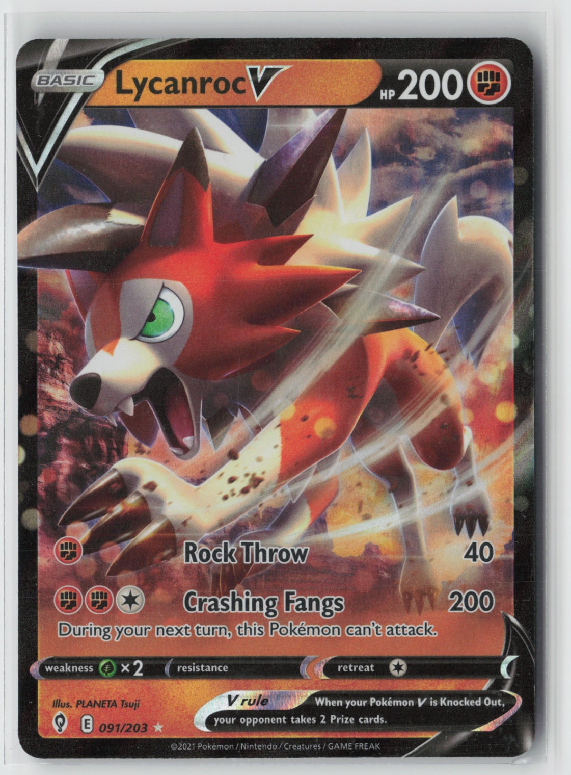 Lycanroc V 091/203 – SWSH07: Evolving Skies Pokémon Card NM