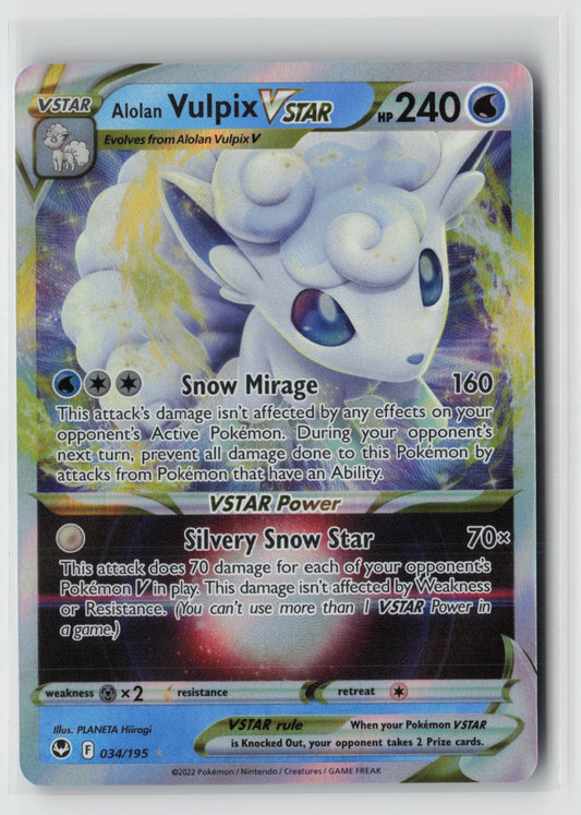 Alolan Vulpix VSTAR 034/195 – SWSH12: Silver Tempest Pokémon Card NM