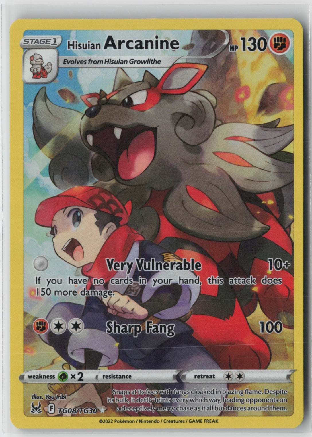 Hisuian Arcanine TG08/TG30 – SWSH11: Lost Origin Trainer Gallery Pokémon Card NM