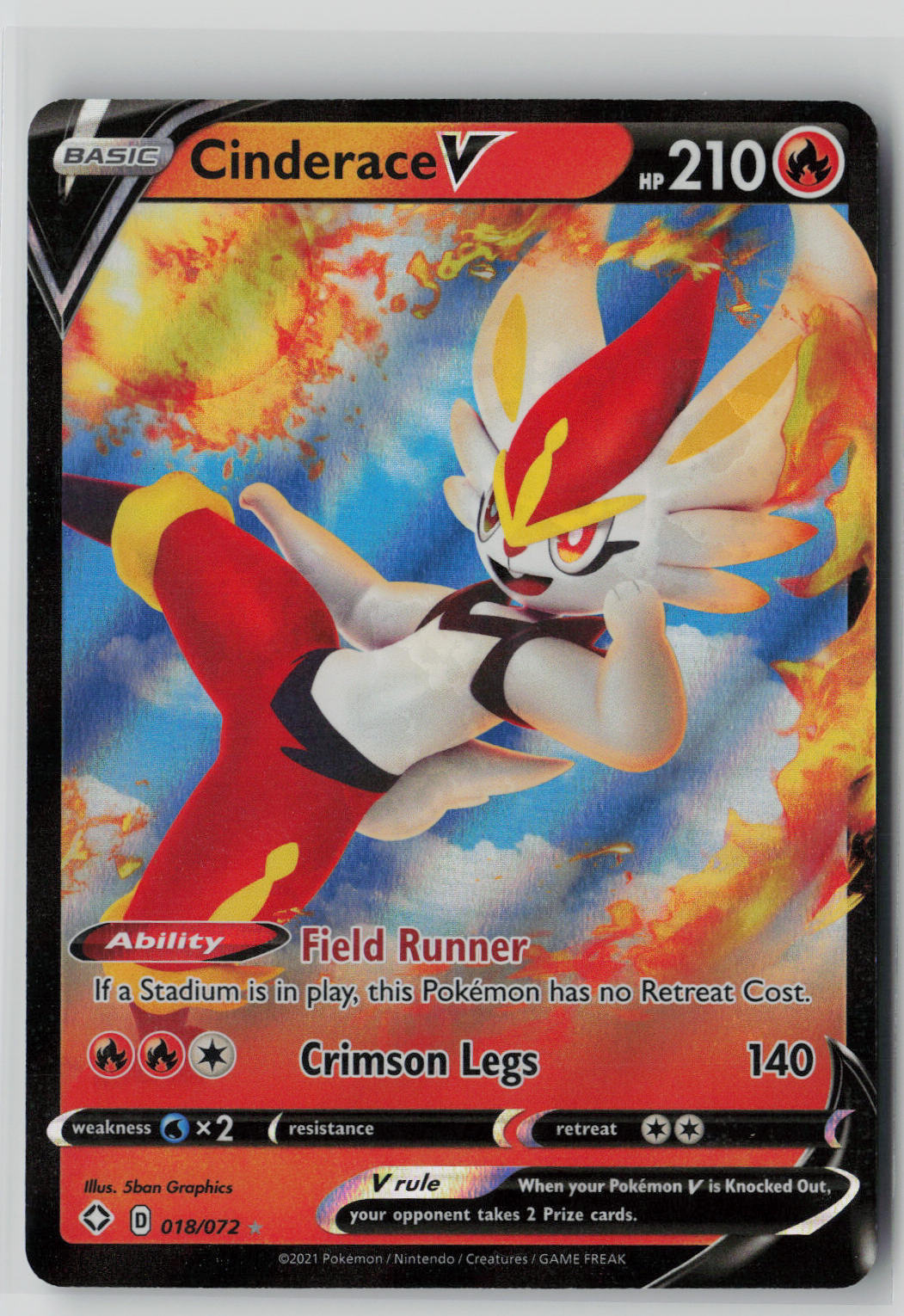 Cinderace V 018/072 – Shining Fates Pokémon Card NM