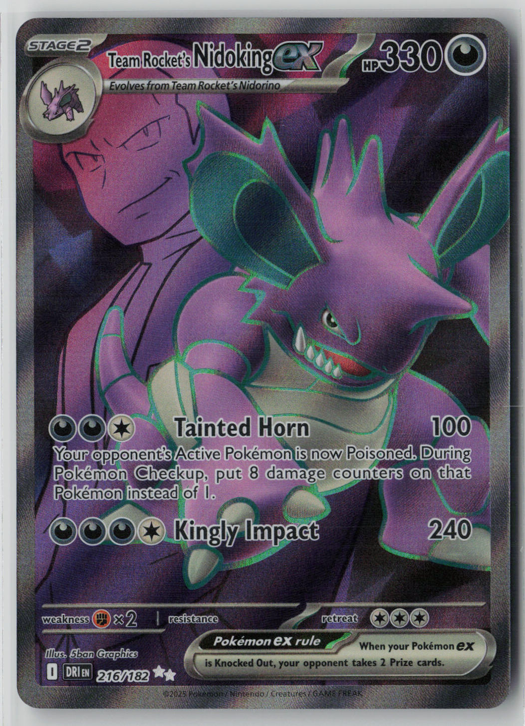 Team Rocket's Nidoking ex 216/182 – Destined Rivals Pokémon Card NM