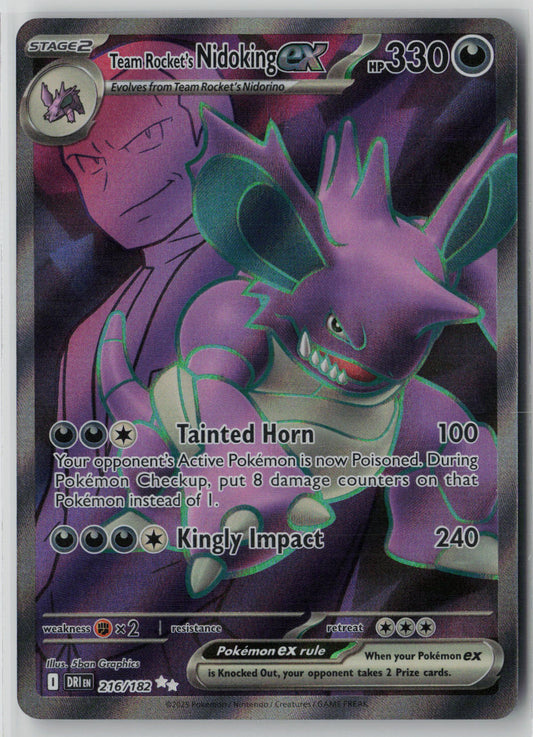 Team Rocket's Nidoking ex 216/182 – Destined Rivals Pokémon Card NM