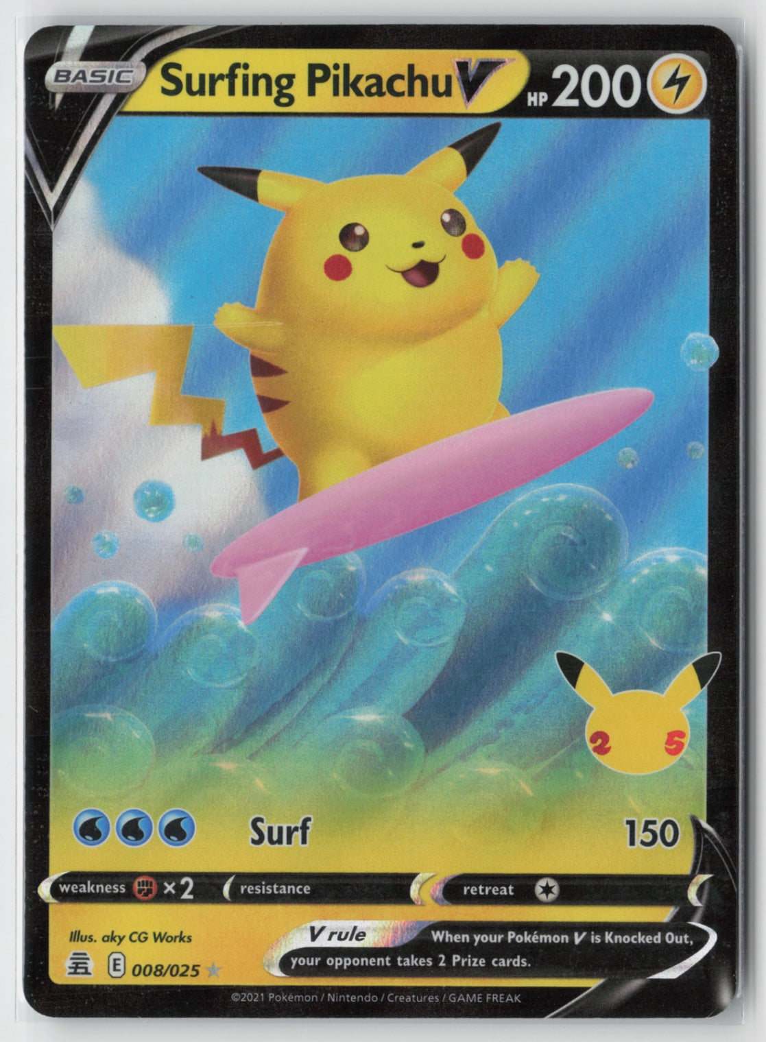 Surfing Pikachu V 008/025 – Celebrations Pokémon Card NM