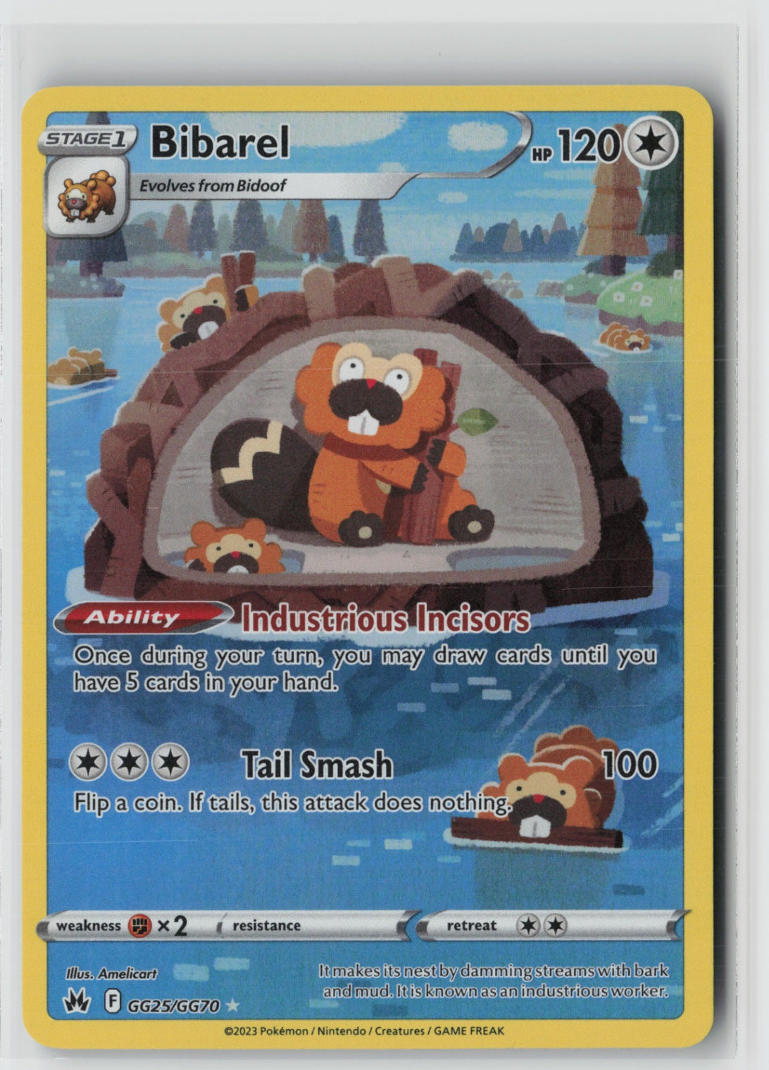 Bibarel GG25/GG70 – Crown Zenith: Galarian Gallery Pokémon Card NM