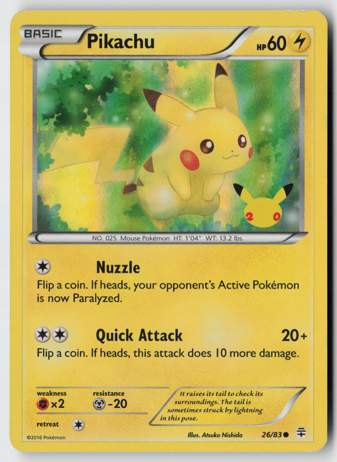 Pikachu 26/83 – Generations Stamped Promo 20th Anniversary NM