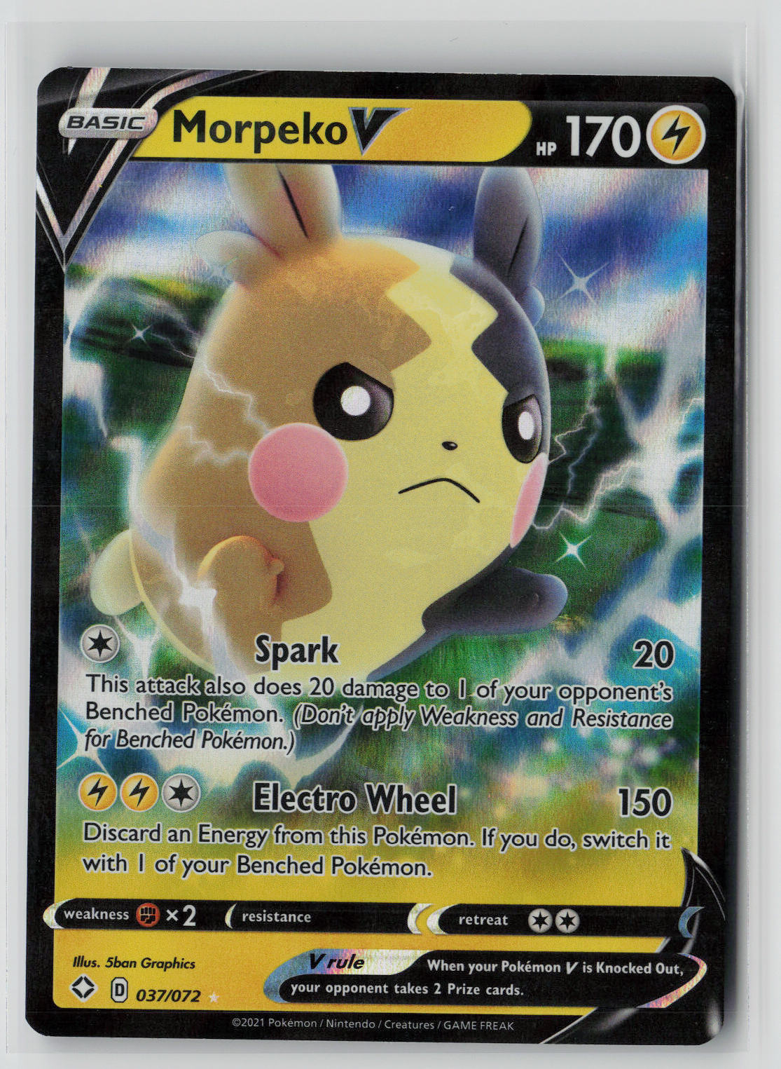 Morpeko V 037/072 – Shining Fates Pokémon Card NM