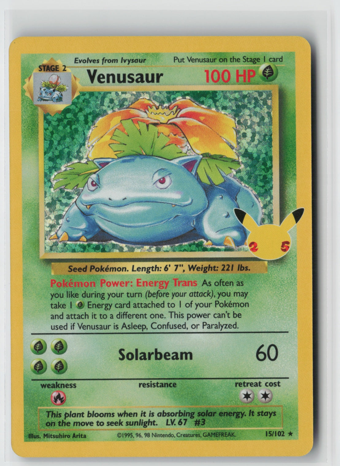 Venusaur 15/102 – Celebrations: Classic Collection Pokémon Card NM