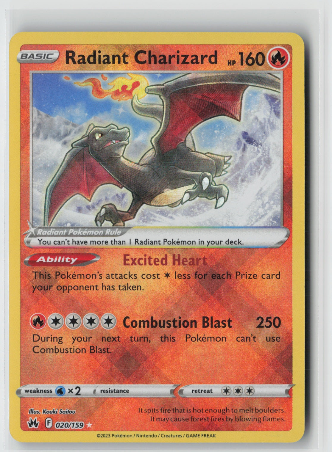 Radiant Charizard 020/159 – Crown Zenith Pokémon Card NM