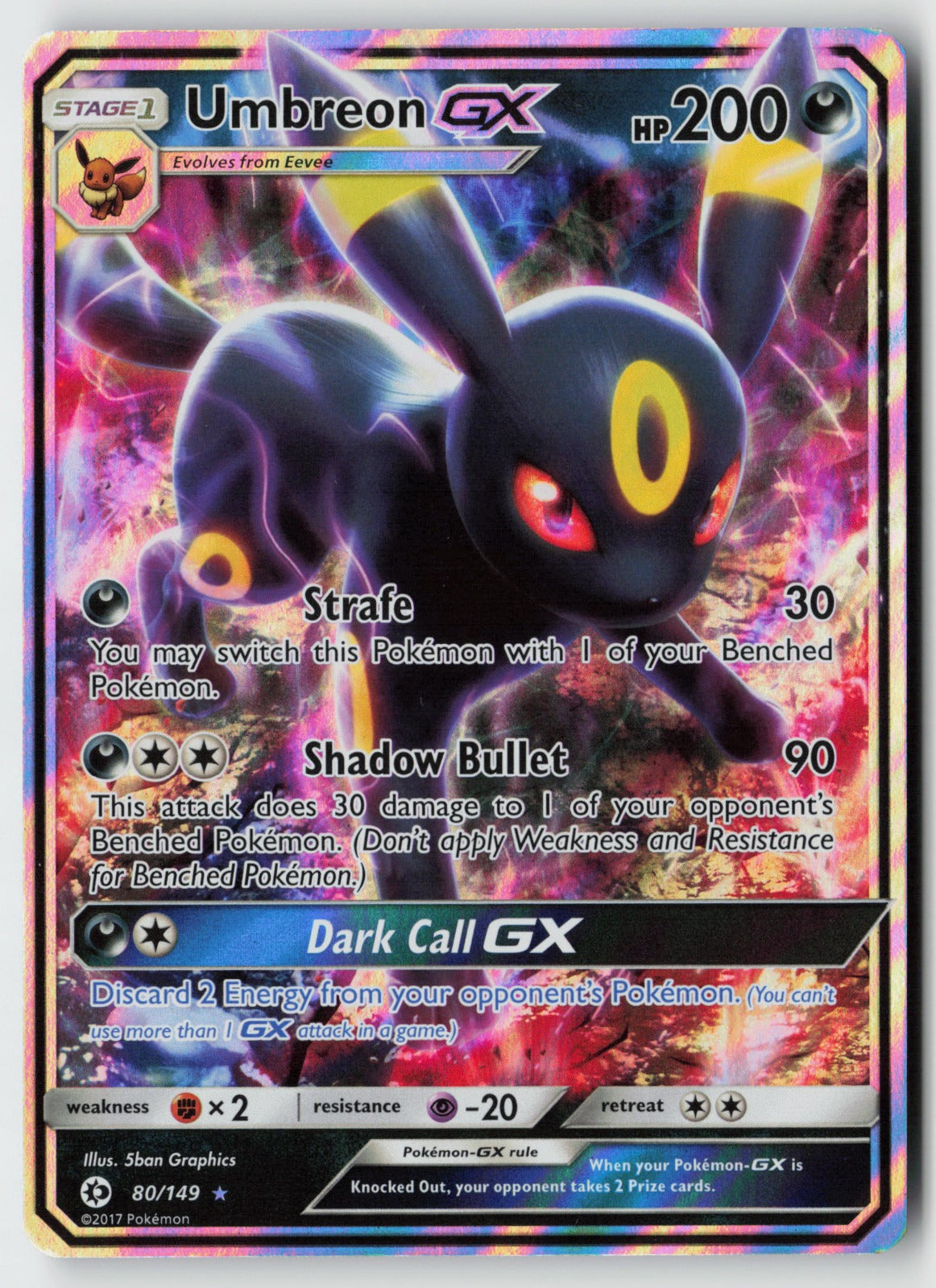 Umbreon GX 80/149 – SM Base Set Pokémon Card NM