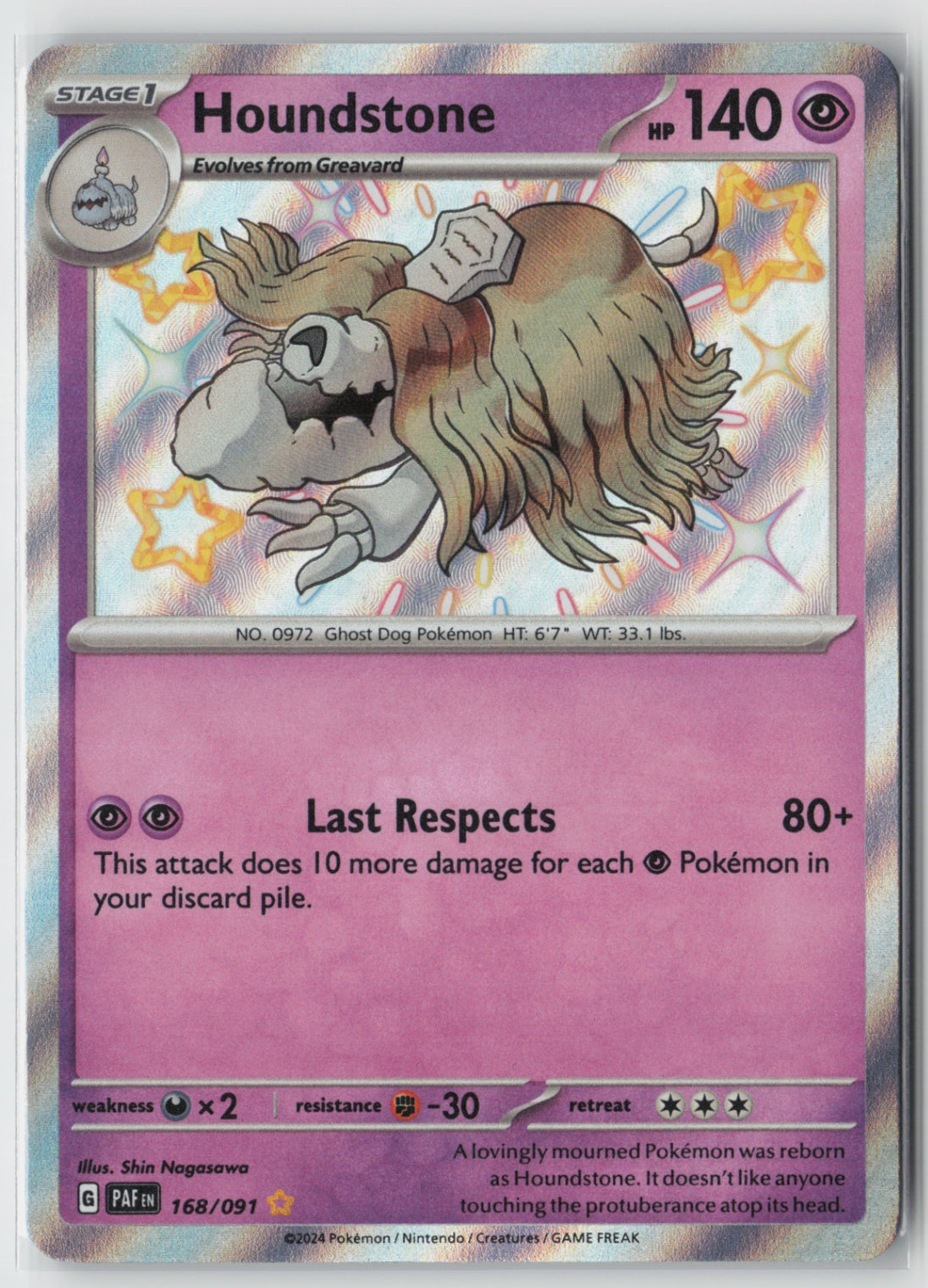 Houndstone - 168/091 – SV: Paldean Fates Pokémon Card NM