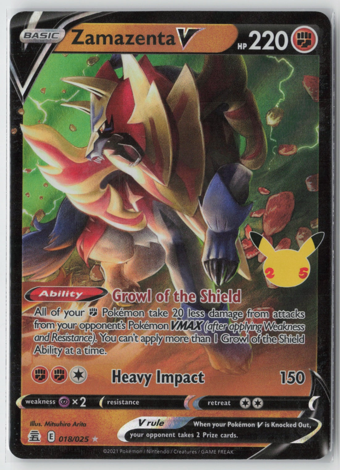 Zamazenta V 018/025 – Celebrations Pokémon Card NM