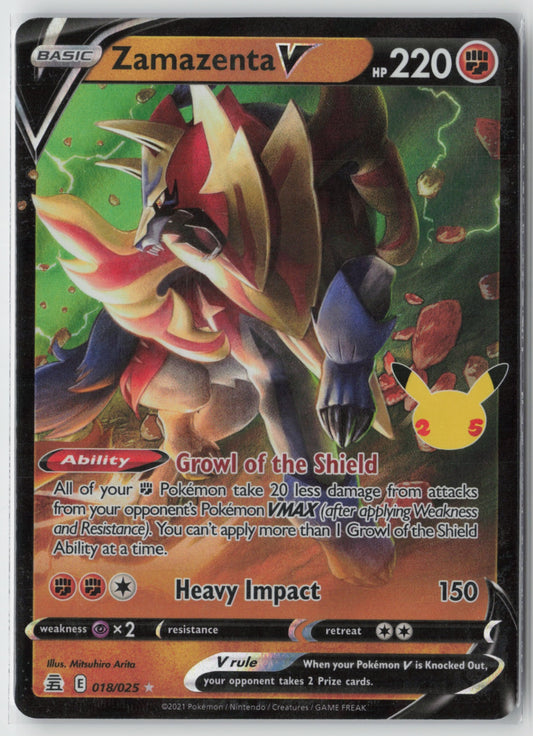 Zamazenta V 018/025 – Celebrations Pokémon Card NM