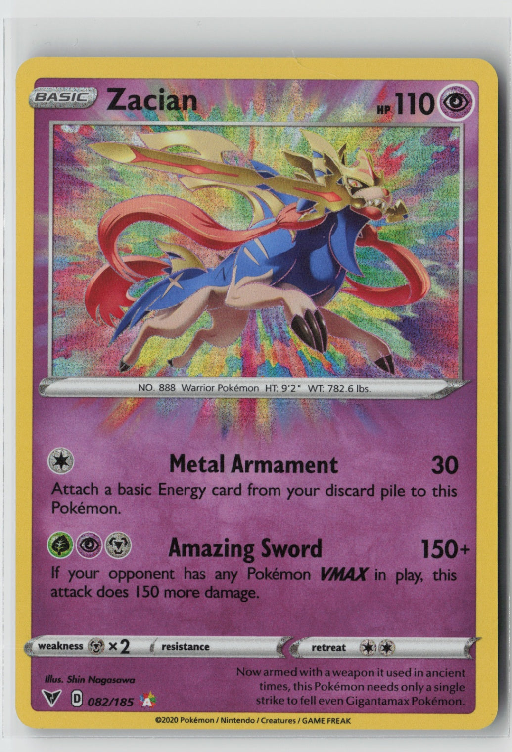 Zacian 082/185 – SWSH04: Vivid Voltage Pokémon Card NM